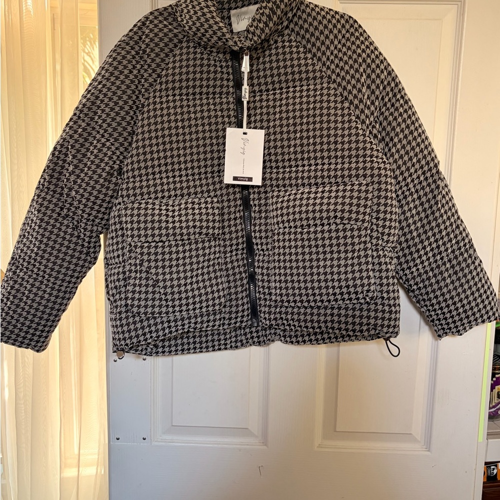 Houndstooth Puffer Jacket